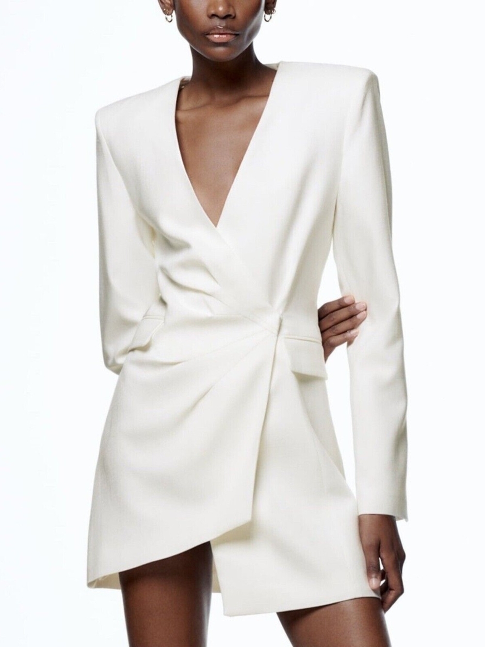 Zara Cream Wrap Blazer Mini Dress